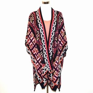 Cape Cardigan Sweater Link Print